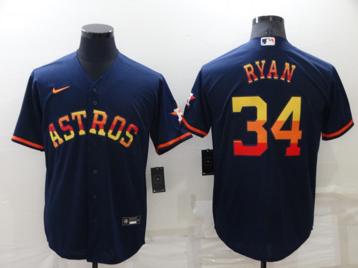 Youth Houston Astros #34 Nolan Ryan Navy Stitched Baseball Jersey